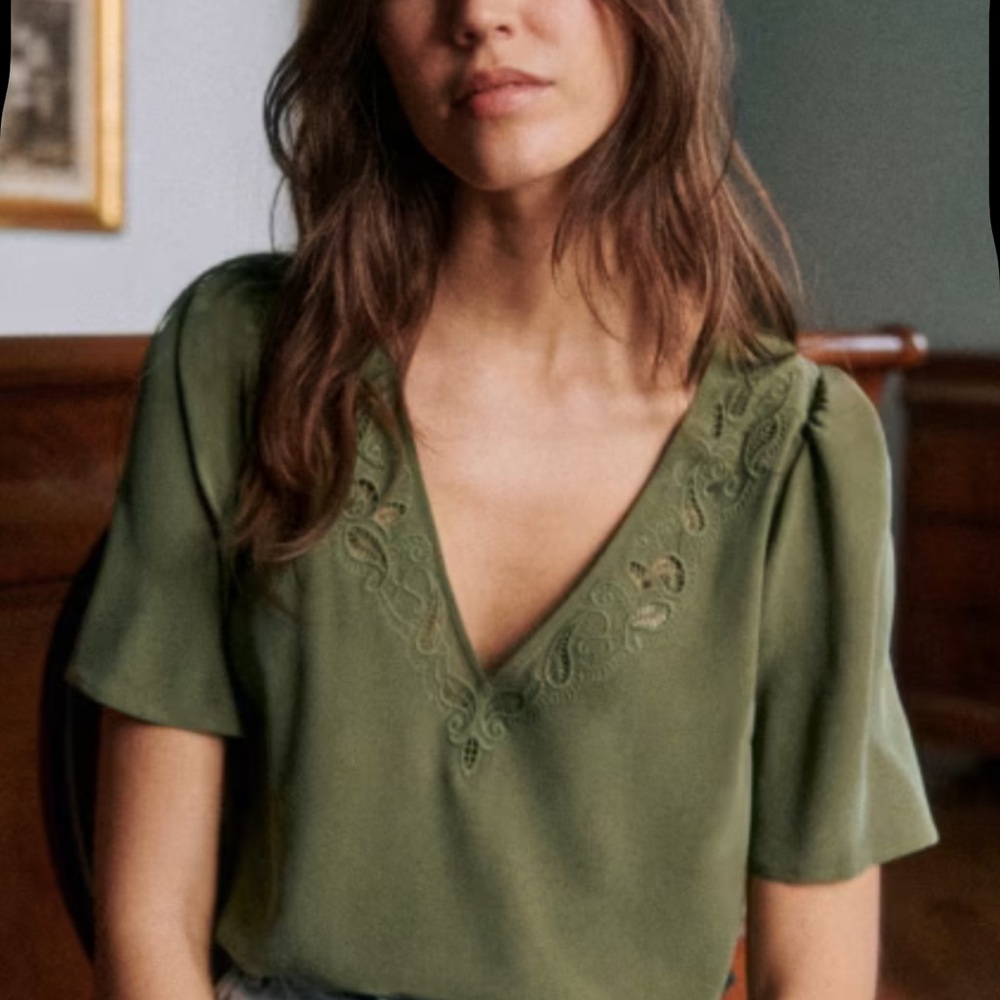Sezane Olive Green Blouse